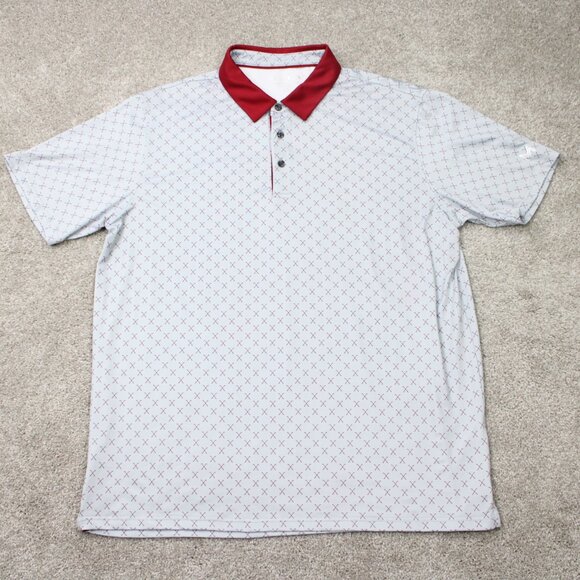 Maelreg Performance AOP Polo Shirt Mens XL Gray/Red Golf Club All Over Print S/S - Picture 2 of 13